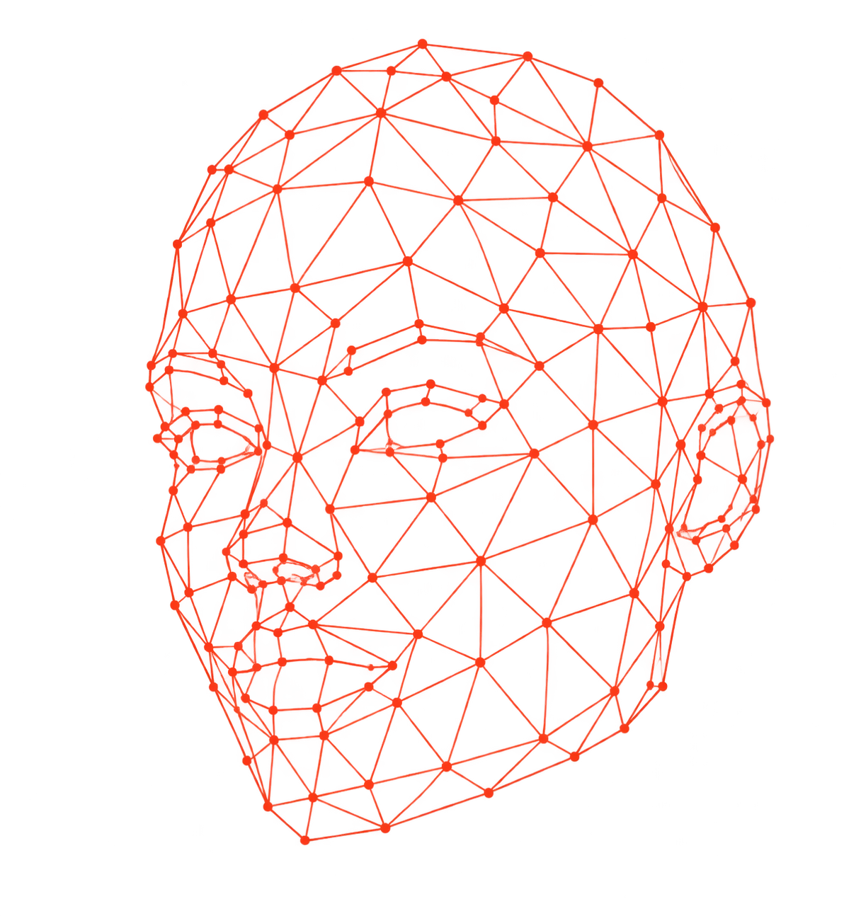 Ave identity: a woman’s head formed entirely from monochrome geometric lines and dots