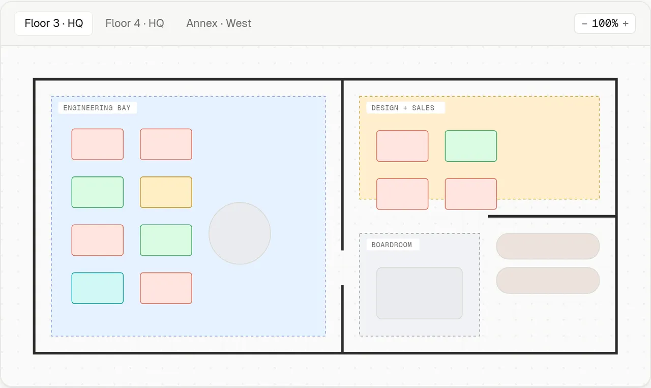 AveSeat workspace floor planning, sourced from DeskMap