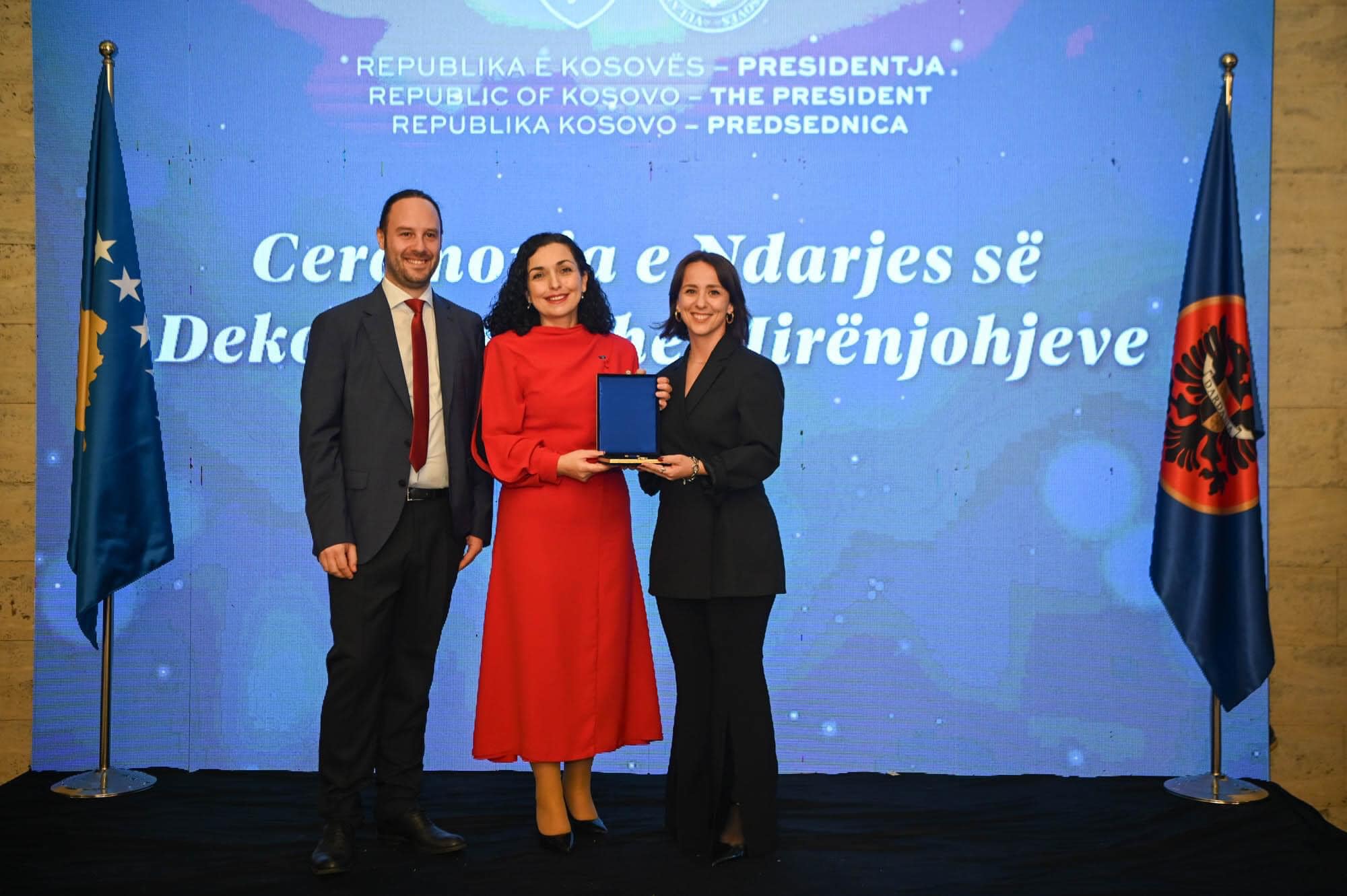 Honored with Award and Recognition by the President of the Republic of Kosovo, Vjosa Osmani